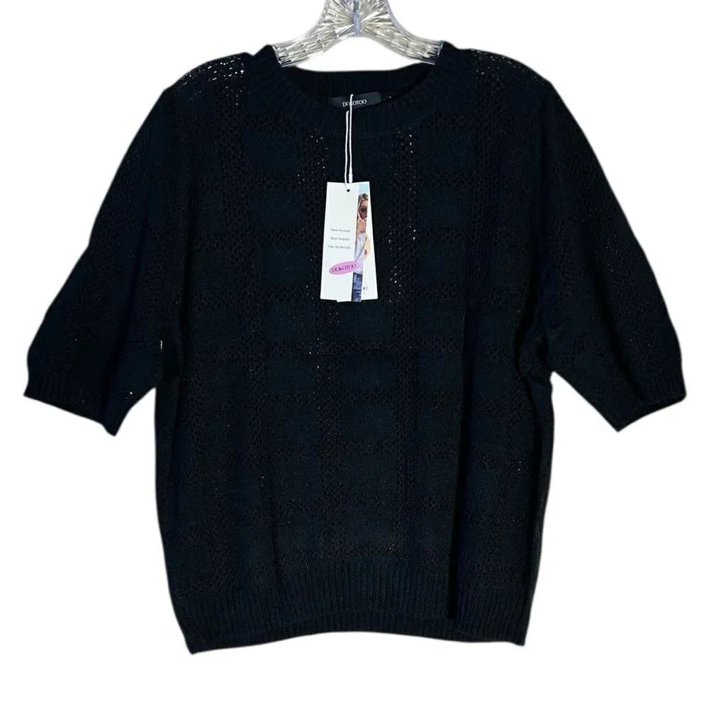 NEW Dokotoo Elegant Black Crew Neck Sweater